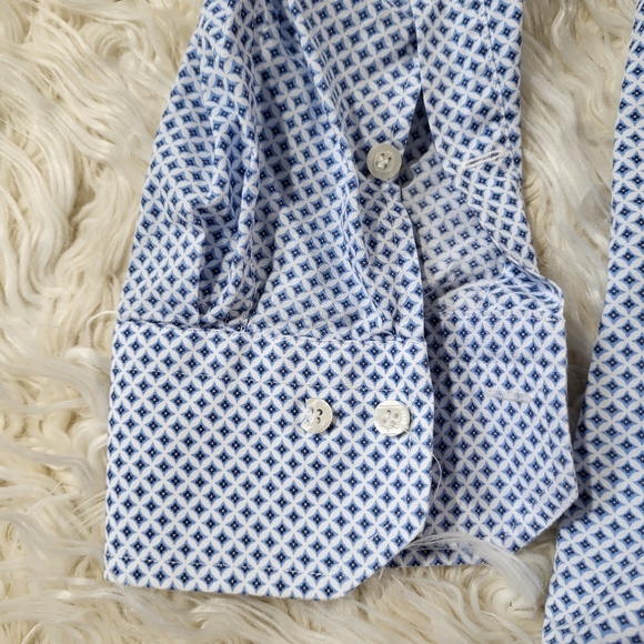 Sartoria Condotti Napoli Stylish Blue Patterned Men's Shirt Size XL - Picture 8 of 16